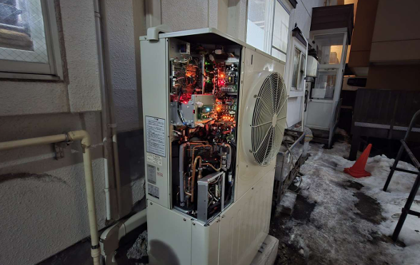 GHP室外機の試運転・暖房動作確認